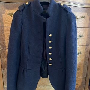 Zara Basic Navy Knit blazer with gold buttons